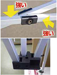 風に強い正方形のトラスフレームとガタつきを防ぐ大きな接続ジョイント かんたんてんと3