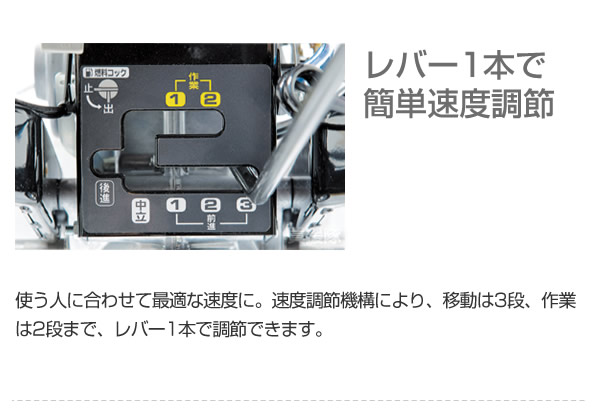 レバー1本で簡単速度調節