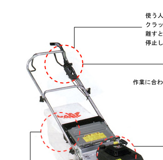 使う人の安全を考慮した、ブレード・ブレーキ＆クラッチシステム（BBV）を採用