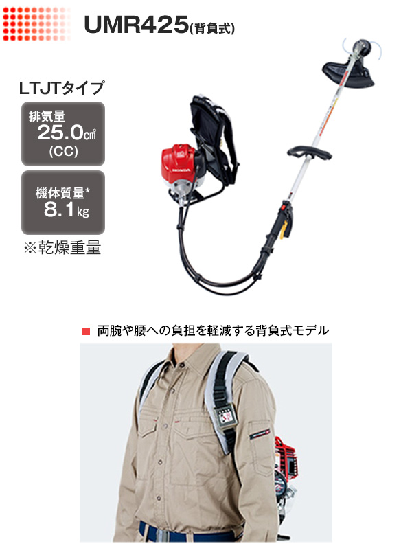 草刈機 ホンダ 背負式4サイクルエンジン刈払機　背負式草刈機　草刈り機　UMR425K2-LWJT　ループハンドル　背負い HONDA - 3