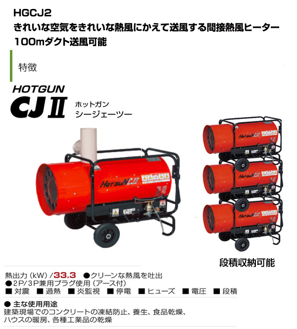 限定製作】 ホットガン 静岡製機 HG-CJ2 熱風式ヒーター 別置タンク必要 クリーン熱風 業務用