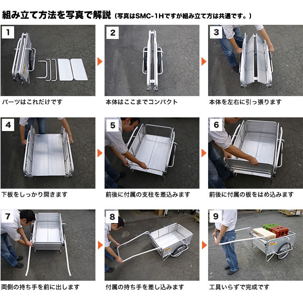 アルミリヤカーSMC-1Hの組み立て方